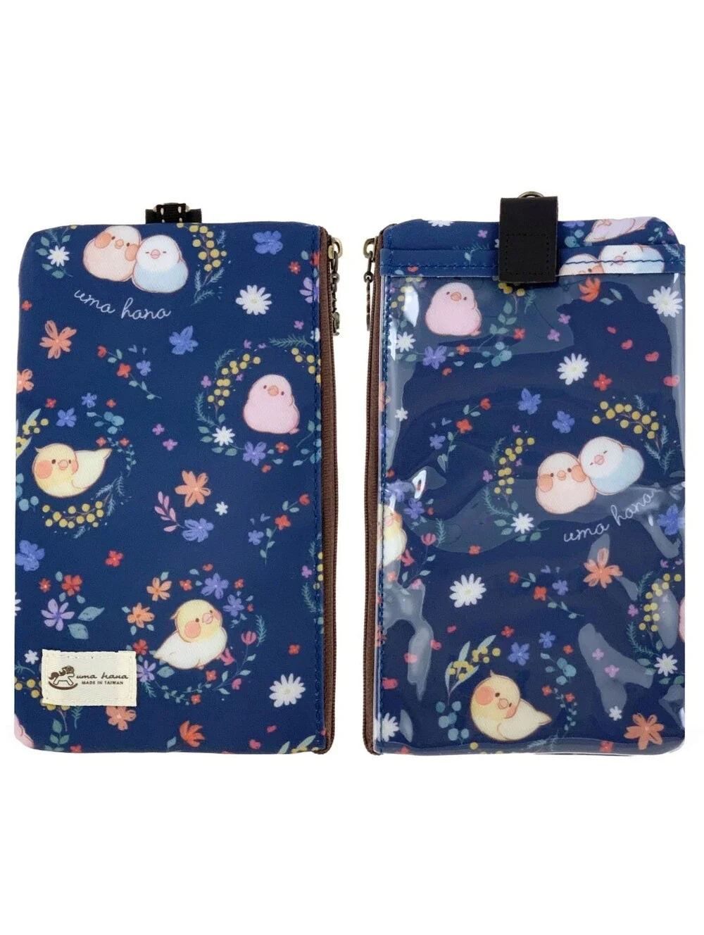 Waterproof Floral Bird Phone Case Pouch W/ Neck Strap